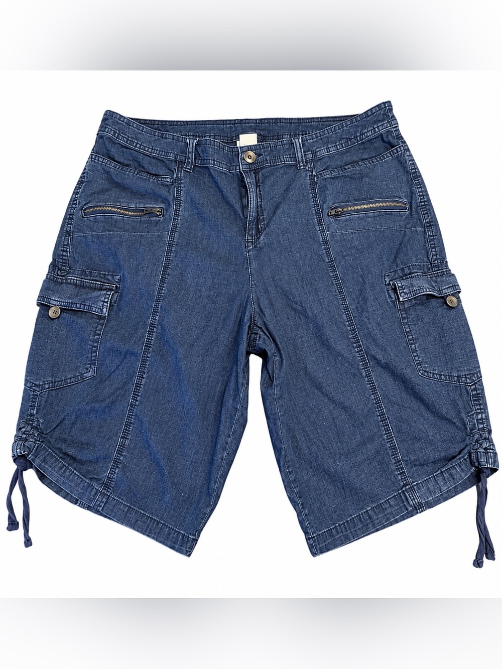 Style & Co Women’s Size 18 Blue Denim Cargo Bermuda Shorts Utility Drawstring